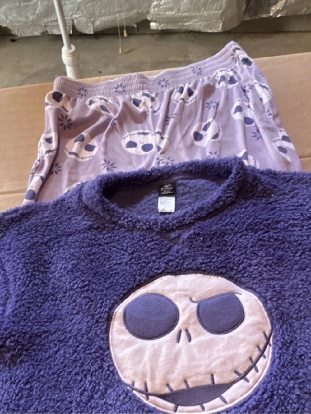 Kids Purple Skull Face‎ Plush Pajama Set